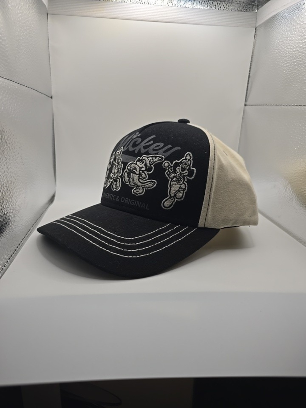 Disney Mickey Mouse “Authentic and Original Adjustable Baseball Cap, Black White